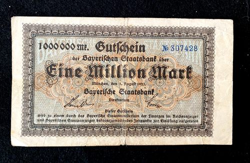 Germany 1 Million Mark 1923 Bavaria Munich Bayeris - Collectors Couch
