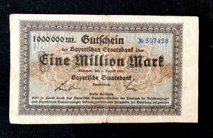 Germany 1 Million Mark 1923 Bavaria Munich Bayeris