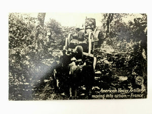 Antique WW1 Rare Postcard - Amrican Heavy Artillery Moving Into Action - France