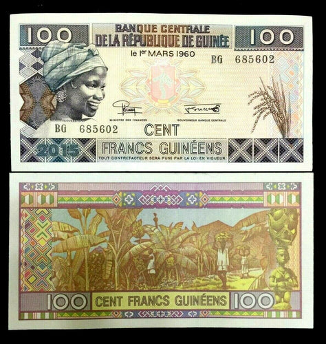 Guinea 100 Francs 2015 Banknote World Paper Money UNC Currency Bill Note - Collectors Couch