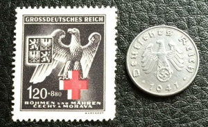 Rare WW2 German 5 Reichspfennig Coin and Unused Stamp Authentic WW2 Artifacts
