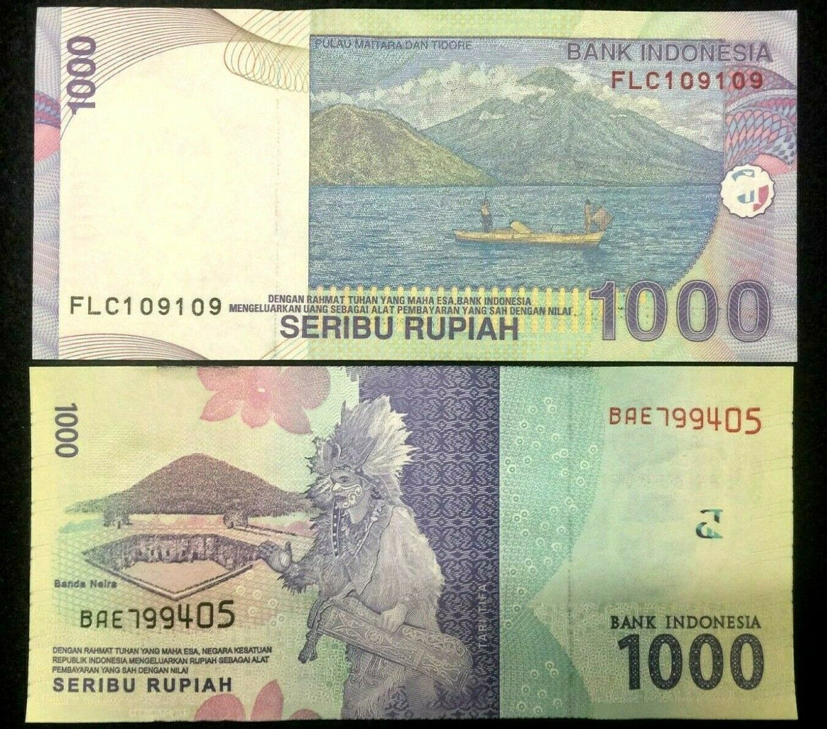 Indonesia Note TWO 1000 Rupiah Banknote Currency BILLS UNC - Collector ...