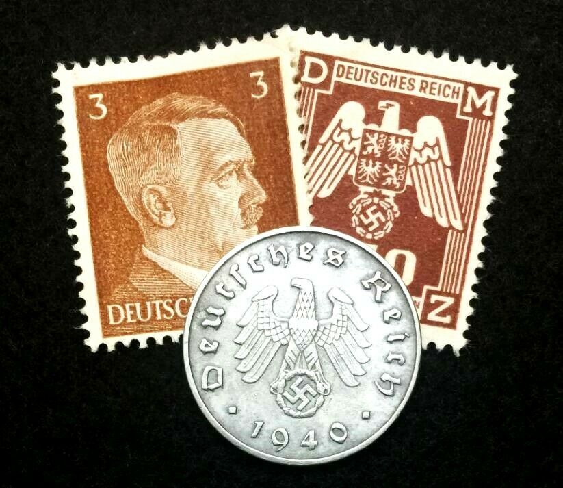 Authentic German Rare Coin and Stamps WORLD WAR 2