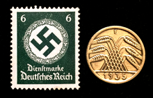 Load image into Gallery viewer, Authentic German World War 2 Rare 5Pf Coin &amp; with Famous 6Pf Unused Stamp - WWII