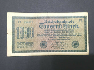 German Rare Authentic Lot of 10 1000 Mark Bills - Historical Artifacts.
