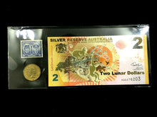 Load image into Gallery viewer, Australia Authentic $2 UNC Bill, Unused Stamp &amp; $1 Coin - Great Collectors Set