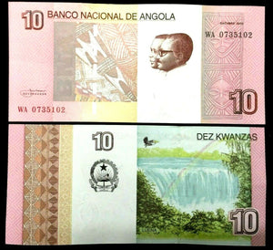 Angola 10 Kwanzas 2012 Banknote World Paper Money UNC Currency Bill Note