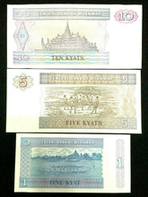 Load image into Gallery viewer, Myanmar Bill - 10, 5 ,1  Kyats UNC - Collectors Couch