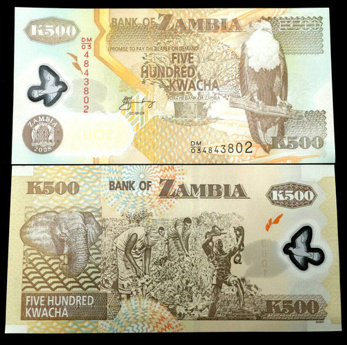 Zambia 500 Kwacha Polymer Banknote World Paper Money UNC Currency Bill Note - Collectors Couch