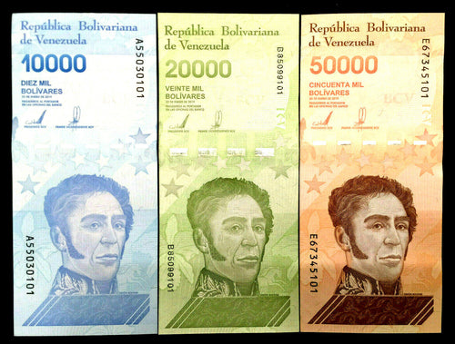 Venezuela $10,000 $20,000 $50,000 Bolivares 2019 World Paper Money UNC Bills - Collectors Couch