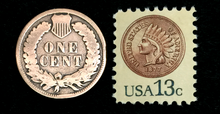 Load image into Gallery viewer, Indian Head Penny **100 Years Old** &amp; Unused 1877 Stamp Great piece of History!