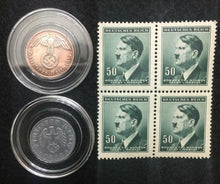 Load image into Gallery viewer, Authentic German WW2 Coins in Secure Holder &amp; Unused Stamps - Collectors Couch