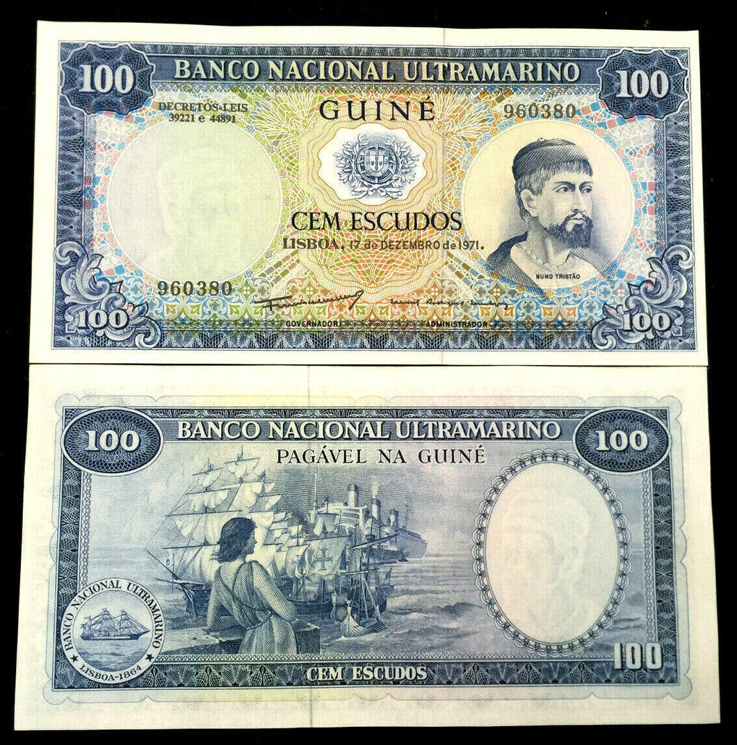 Portuguese Guinea 100 Escudos 1971 Banknote World Paper Money UNC Currency