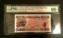 Load image into Gallery viewer, Guinea 100 Francs Banknote World Paper Money UNC PMG EPQ 66 Gem - L1