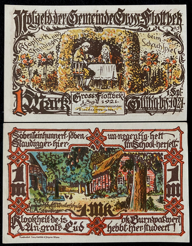 Germany Gross Flottbek 1 Mark 1921 Notgeld - 99 Years Old - Collectors Couch