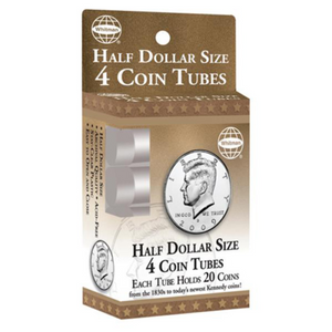 New HALF DOLLAR Size Coin Tubes Whitman - 4 Packs Of 4 Each. Tube Hold 20 Coins