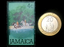 Load image into Gallery viewer, Jamaica Collection  - New Stamp &amp; Circulated 20 Dollar Coin - Educational Gift - Collectors Couch