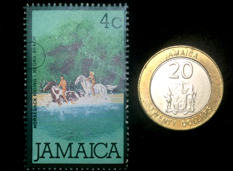 Jamaica Collection  - New Stamp & Circulated 20 Dollar Coin - Educational Gift