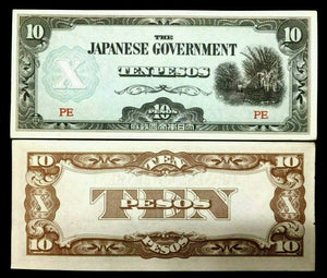Japanese Government WWII 10 Pesos Occupation Bill - Historical Bill