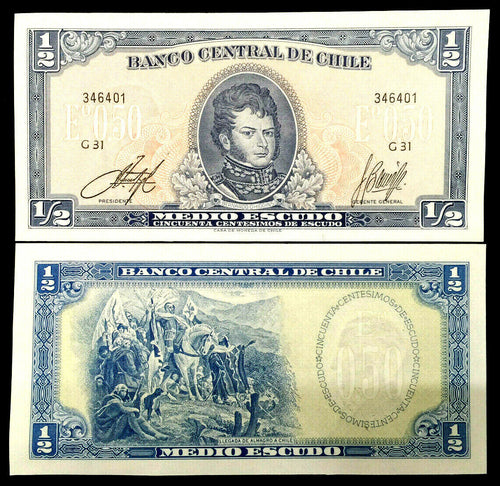 Chile Half Escudo 1962-75 Banknote World Paper Money UNC Currency Bill Note - Collectors Couch