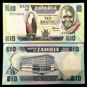 Zambia 10 Kwacha Banknote World Paper Money UNC Currency Bill Note - Collectors Couch