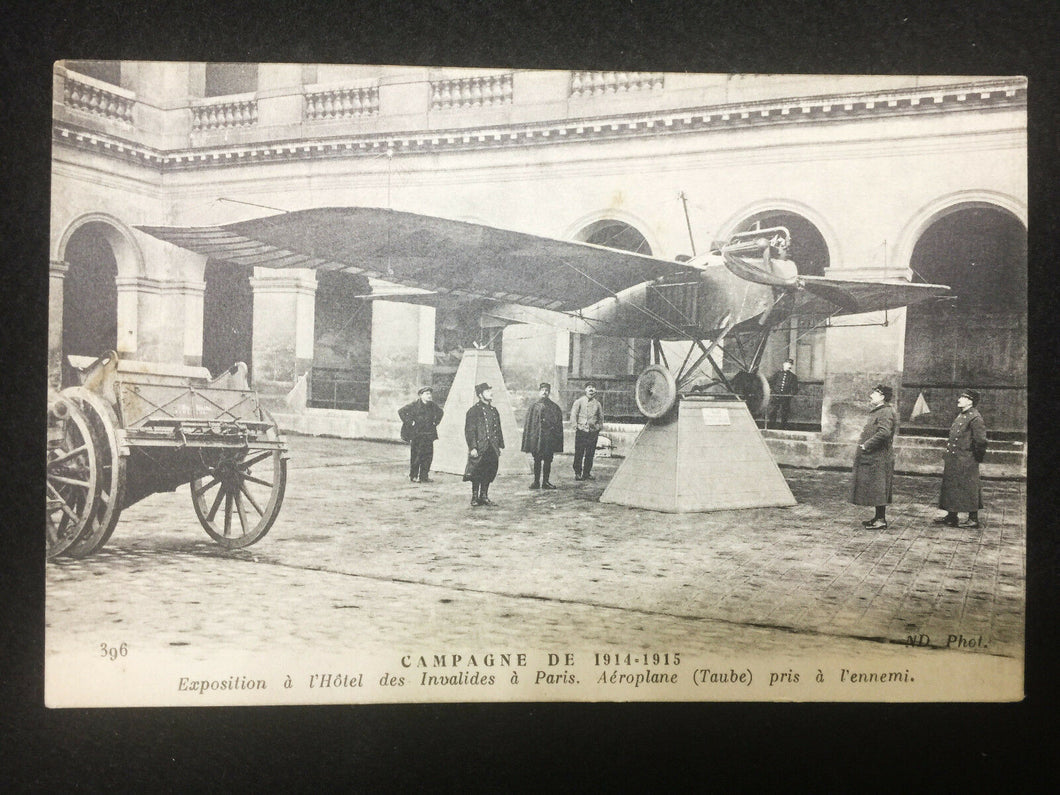 Antique WW1 Very Rare Postcard 1914-1915 War Plane on Display in Paris Hotel