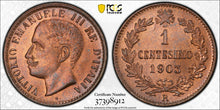 Load image into Gallery viewer, Italy Centisimo 1903-R PCGS MS66 RB - Collectors Couch