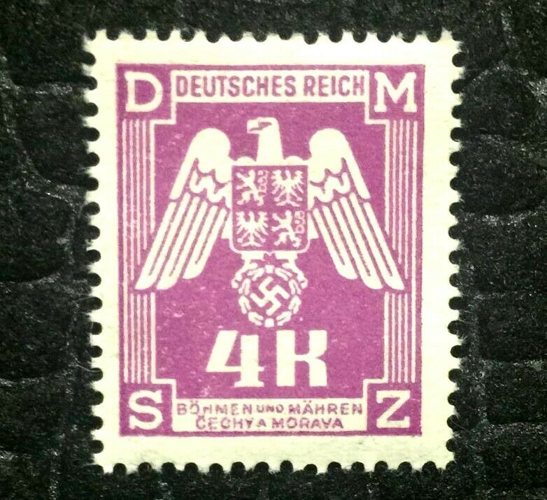 Rare Old Authentic WWII Eagle German Unused Stamp with SWASTIKA - 4K