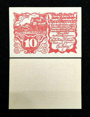 Austria 10 Heller 1921 World Paper Money UNC - 100 Yrs Old