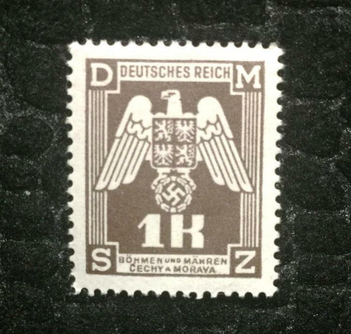 Antique Authentic WWII German Nazi Eagle with SWASTIKA Unused Stamp - 1K - Collectors Couch