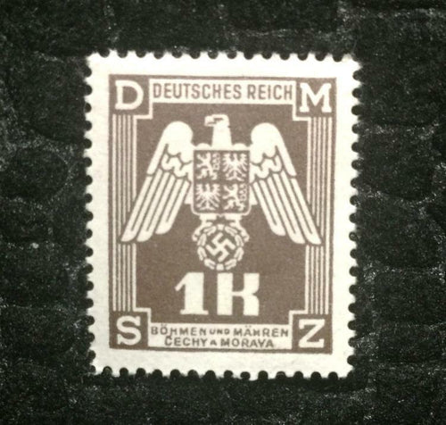 Antique Authentic WWII German Nazi Eagle with SWASTIKA Unused Stamp - 1K