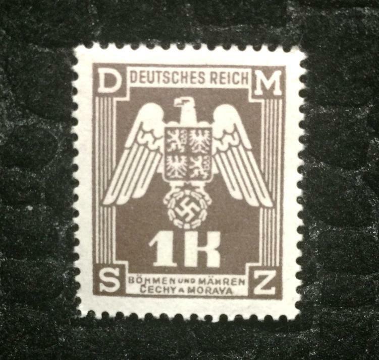 Antique Authentic WWII German Nazi Eagle with SWASTIKA Unused Stamp - 1K - Collectors Couch