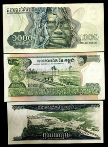 Cambodia 100, 500,1000 Riels Banknote World Paper Money UNC Currency Bill Note