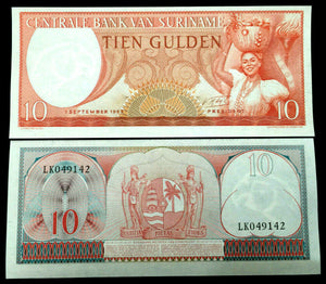 Suriname 10 Gulden 1963 Banknote World Paper Money UNC Currency