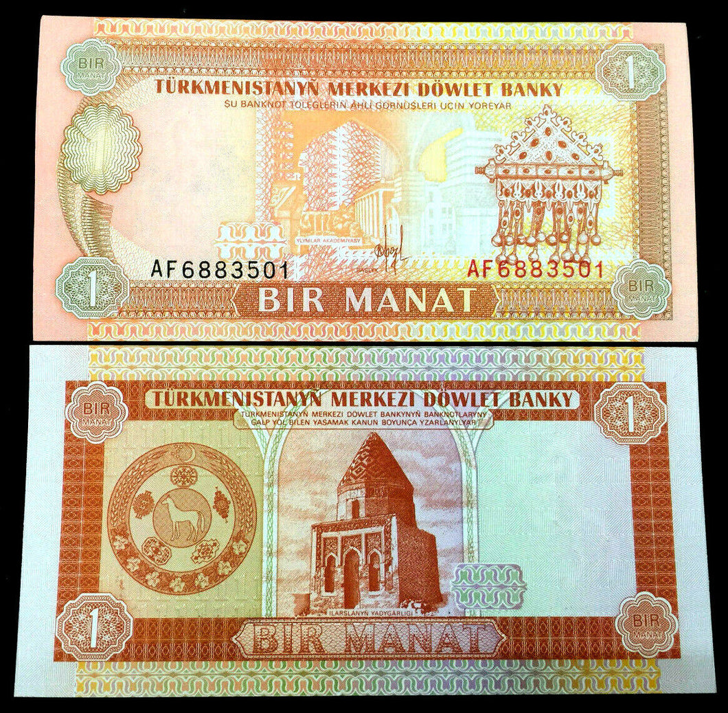 Turkmenistan 1 Manat Year 1993 Banknote World Paper Money UNC Currency Bill Note - Collectors Couch