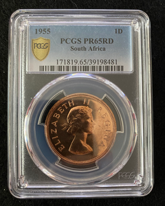 South Africa Penny 1955 PCGS PR65 Red