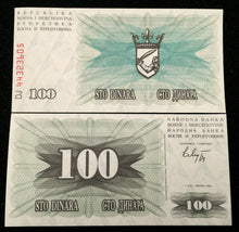 Load image into Gallery viewer, Bosnia &amp; Herzegovina 100 Dinara 1992 Banknote World Paper Money UNC Bill Note - Collectors Couch