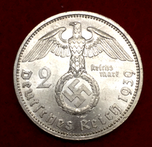 Load image into Gallery viewer, Authentic Rare German 20 Mark Bill &amp; German 2 Mark Silver Coin &amp; Stamps