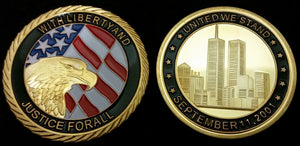 World Trade Center, Gold Plated Coin, September 11, Memory Token 9/11 - Collectors Couch