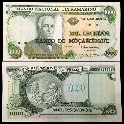 Mozambique 1000 Escudos 1972 Large Banknote World Paper Money UNC Bill Note - Collectors Couch