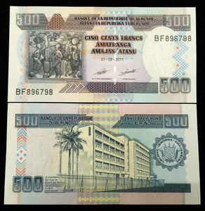 Burundi 500 Francs 2011 Banknote World Paper Money UNC Currency Bill Note