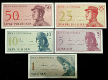 Load image into Gallery viewer, Indonesia 50,25,10,5,1 Sen Banknote World Paper Money UNC Currency Bill Notes