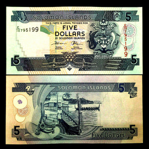 Solomon Islands 5 Dollars Banknote World Paper Money UNC Currency Bill Note