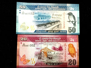 Sri Lanka 50 & 20 Rupees 2016 Banknote World Paper Money UNC Currency Bill Note - Collectors Couch