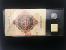Load image into Gallery viewer, WW2 Rare10 RP German Coin &amp; Stamp &amp; 20 Mark Bill in Holder -Historical Artifacts - Collectors Couch