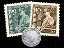 Load image into Gallery viewer, Authentic Rare Old WWII Nazi German 1 Cent Coin Military Army Collection &amp; Stamps - WWII Artifacts
