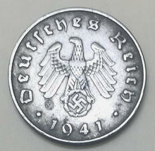 Load image into Gallery viewer, German WW2 Rare 10 Rp Coin wth Stamps &amp; V RARE 10 Mark Bill - Collectors Couch