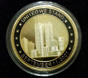 World Trade Center, Gold Plated Coin, September 11, Memory Token 9/11 - Collectors Couch