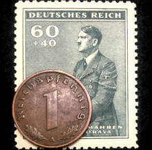 Load image into Gallery viewer, Rare Old WWII German Nazi One Rp Copper &amp; Stamp Authentic WW2 Artifacts