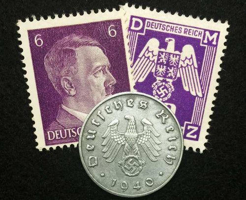 Authentic WW2 Rare German Coin and Stamps WORLD WAR 2 Authentic Artifacts